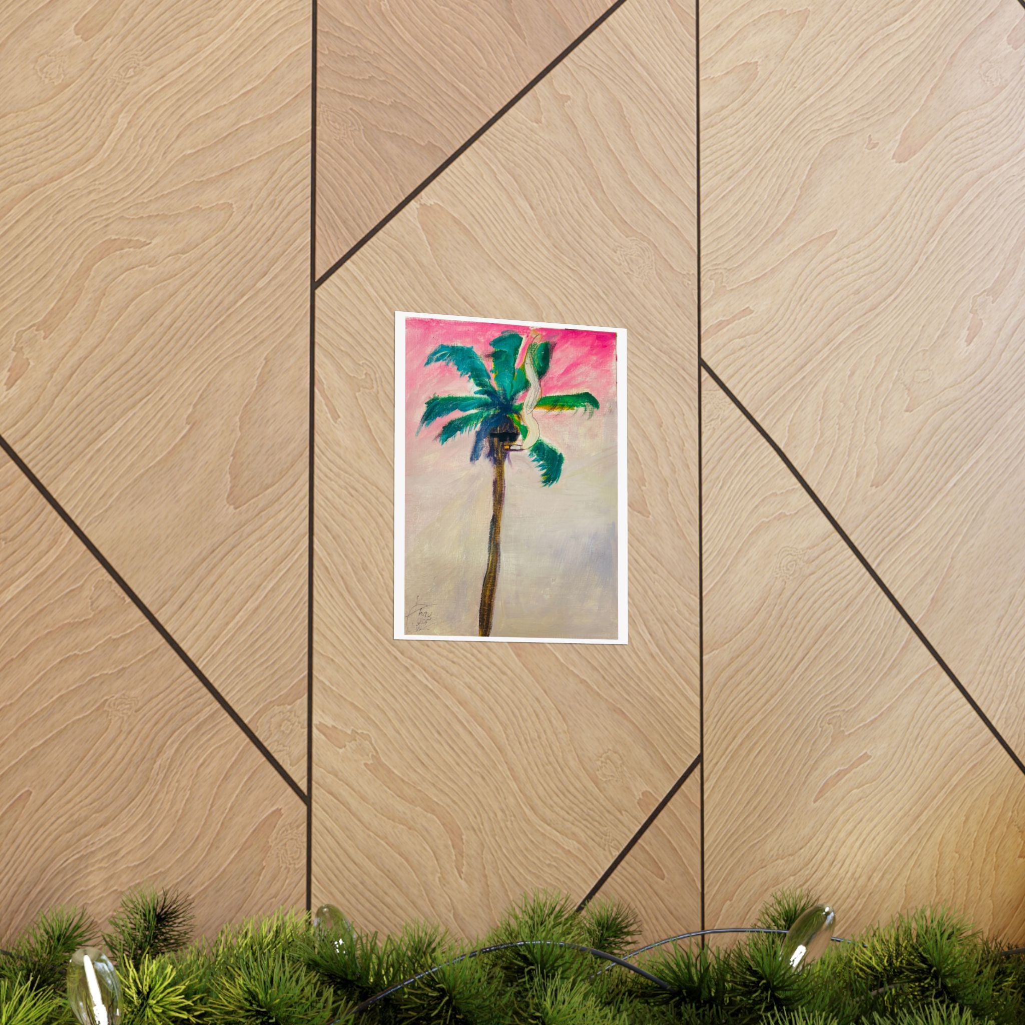 "Palm Tree with Glasses Smoking Cigarette" Fine Art Print