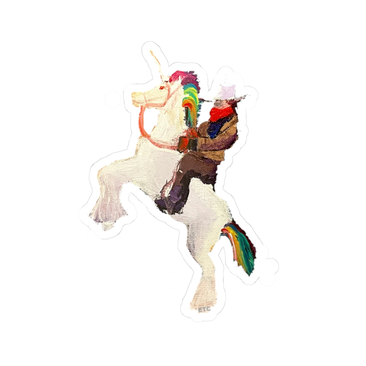 Cowboy Riding Unicorn Kiss-Cut Sticker