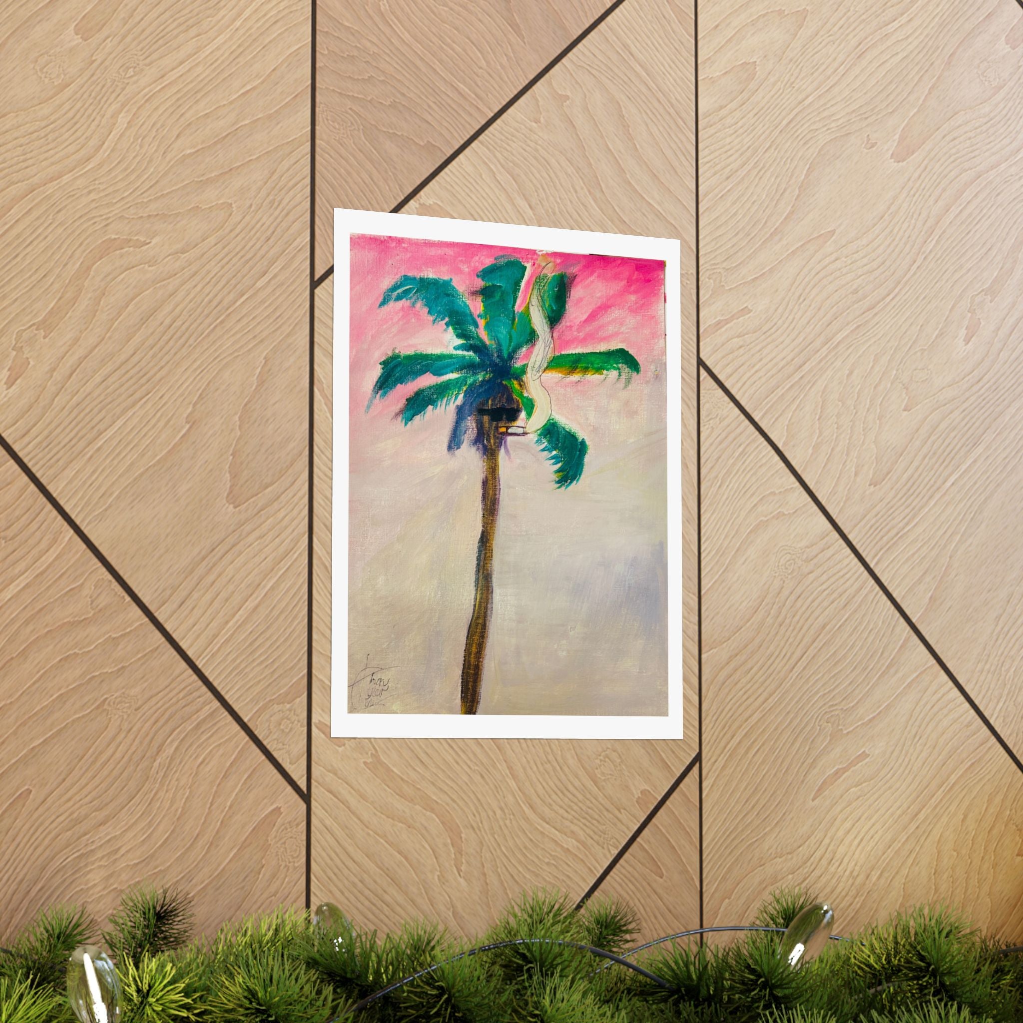 "Palm Tree with Glasses Smoking Cigarette" Fine Art Print