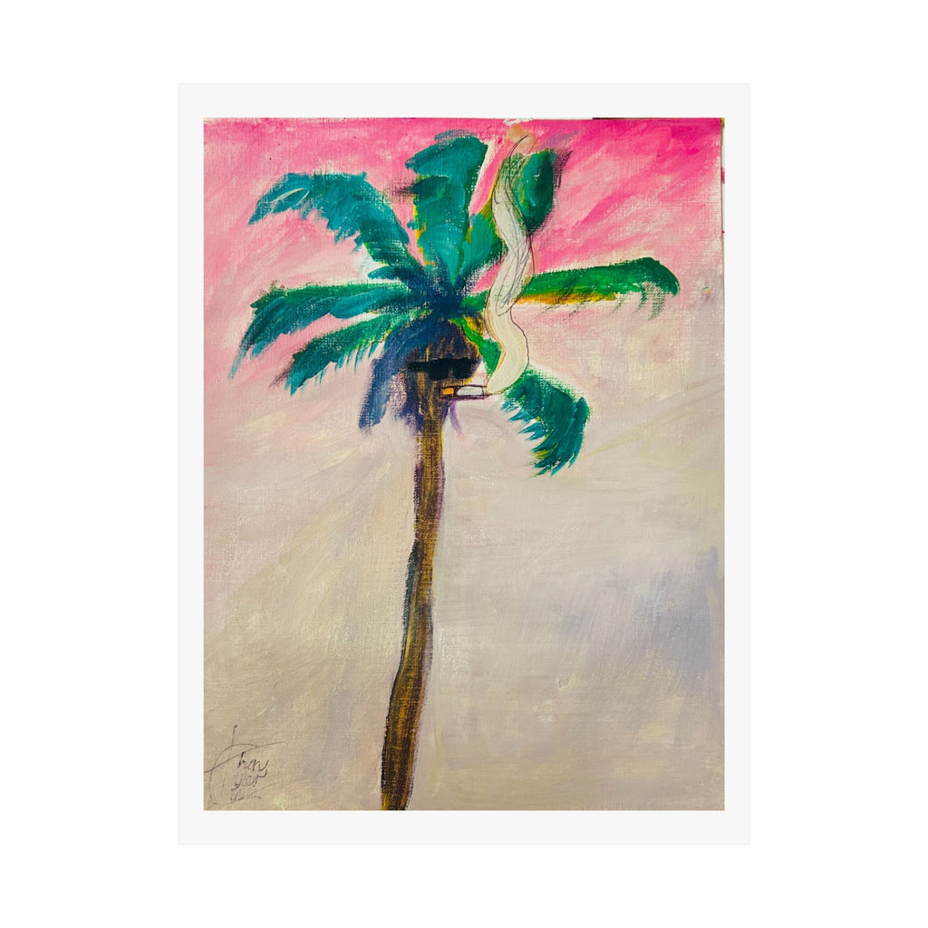 "Palm Tree with Glasses Smoking Cigarette" Fine Art Print