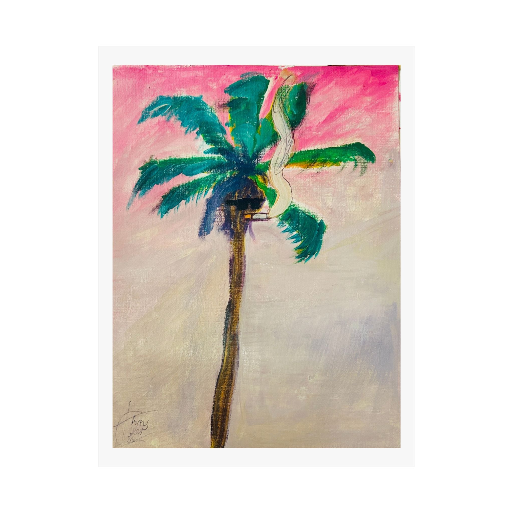 "Palm Tree with Glasses Smoking Cigarette" Fine Art Print