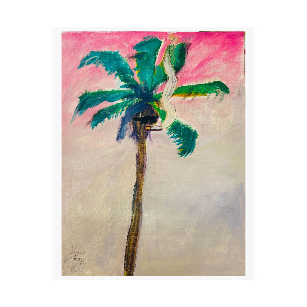 "Palm Tree with Glasses Smoking Cigarette" Fine Art Print